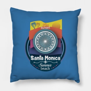 Sunsent Pier - Santa Monica Pacific wheel (blue colors) Pillow