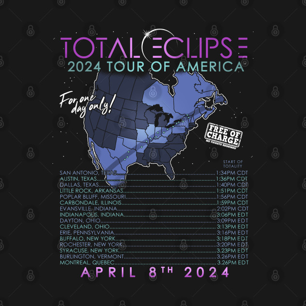 Total Solar Eclipse April 8th 2024 Tour of America - On Back by NerdShizzle