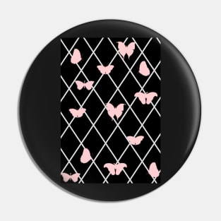 Pink and Black Lattice Butterflies Pin