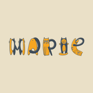 Marie | Girl Name | Cat Lover | Cat Illustration T-Shirt