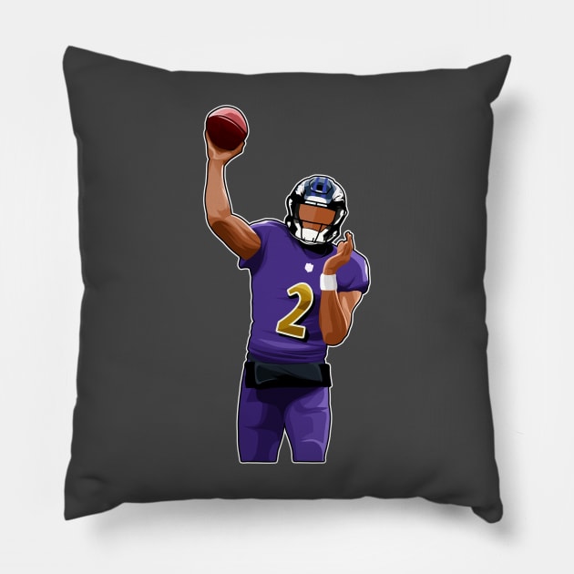 Tyler Huntley #2 Throw The Ball Pillow by GuardWall17