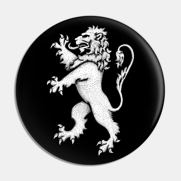 Rampant Lion - Regal White Pin by GAz