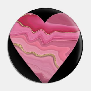 creative heart patterned with pink gold slice agate Pin