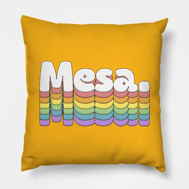 Mesa // Retro Typography Design Pillow by DankFutura