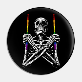 Skeleton Drummer Gay Pride LGBT-Q  Drum Pin