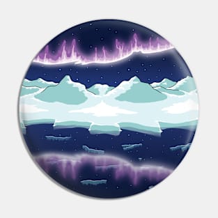 Aurora over snowy mountain Pin