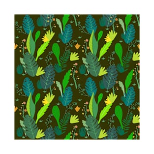 Tropical Night Forest Pattern T-Shirt