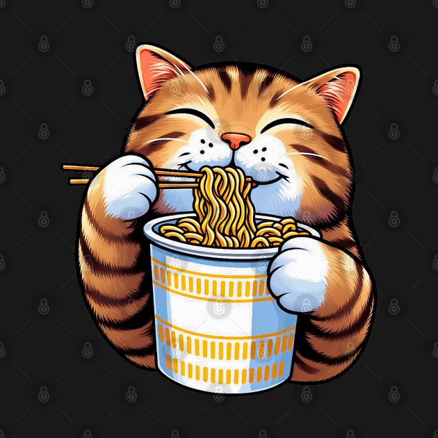 Tabby Cat Eating Instant Noodles by Plushism