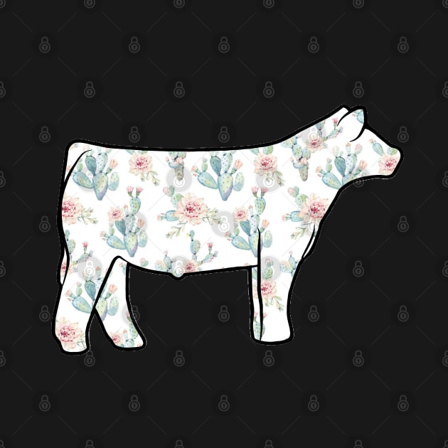 Watercolor Floral Cactus Show Steer Silhouette  - NOT FOR RESALE WITHOUT PERMISSION by l-oh