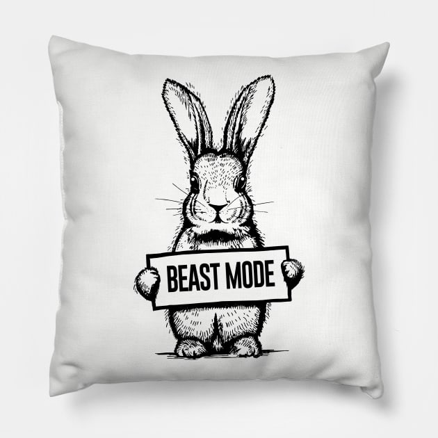 Bunny Beast Mode Pillow by Dosunets