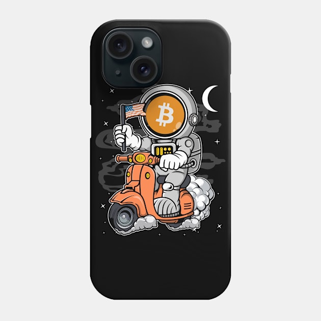 Astronaut Scooter Bitcoin BTC Coin To The Moon Crypto Token Cryptocurrency Blockchain Wallet Birthday Gift For Men Women Kids Phone Case by Thingking About