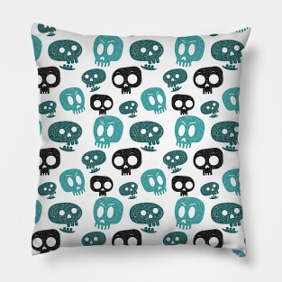 Cute skulls - Teal Pillow