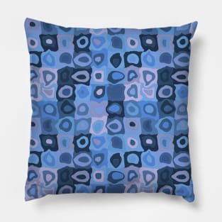 Midnight Swim  - Retro Geometric Wobbly Square Grid Pattern Pillow