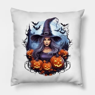 Beautiful Halloween Witch Pillow