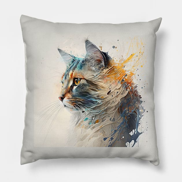 Abstract Cat Paint Pillow by Star Scrunch