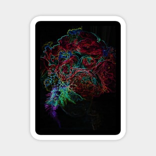 Black Panther Art - Flower Bouquet with Glowing Edges 15 Magnet