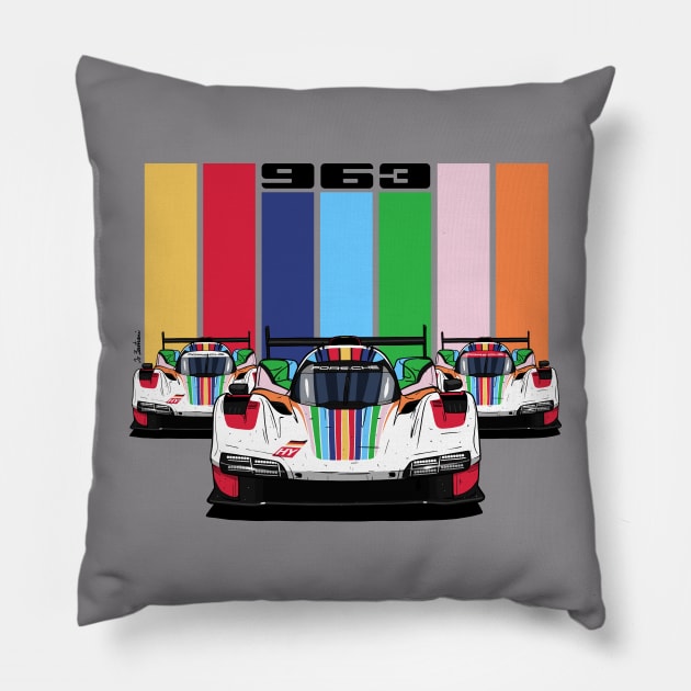 Porsche 963 Le Mans Pillow by Camille De Bastiani