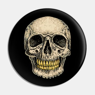 Vintage skull with golden teeth Pin