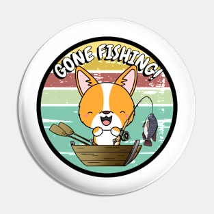 Cute corgi dog has gone fishing Pin