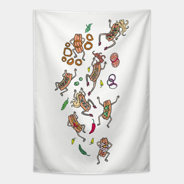 Mini gourmet hot dog party Tapestry by Sasha Banana 