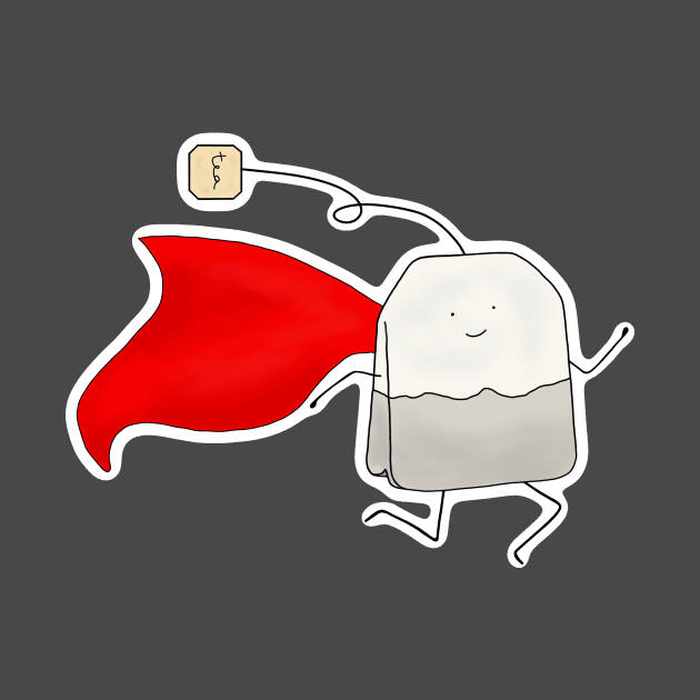 Superhero tea bag running by Earl Grey