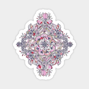 Floral Diamond Doodle in Red and Pink Magnet