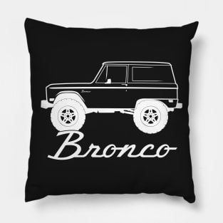 1966-1977 Ford Bronco Side, w Tires, White Print Pillow