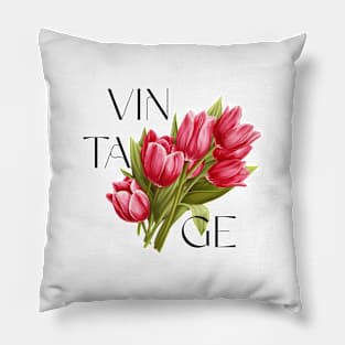 Tulip Vintage Flora Minimalist Art Deco Pillow