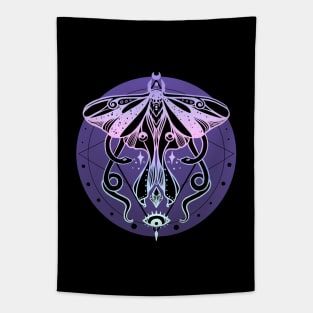 Luna Moth & Snakes Illustration: Pastel Goth Soft Grunge Colors Tapestry