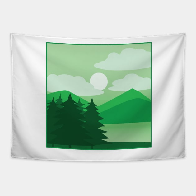 Forest view cute illustration Tapestry by Mayarart