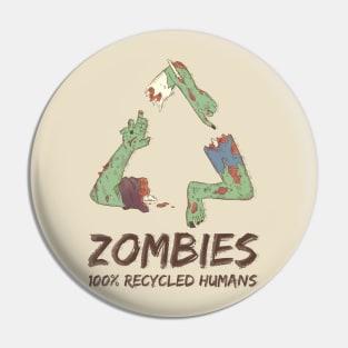 Zombies 100% Recycled Humans Pin