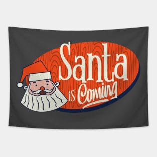 Retro Santa is Coming Tapestry