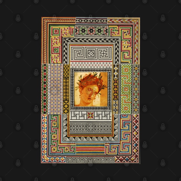 ANTIQUE ROMAN WOMAN PORTRAIT WITH POMPEII MOSAICS PATCHWORK by BulganLumini