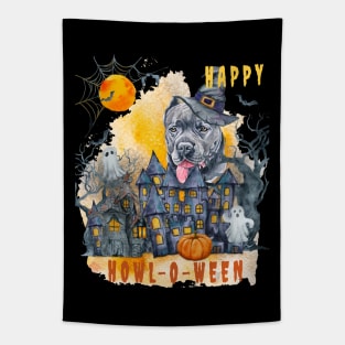 Cane Corso Happy Howl-o-ween Ghost Houses Funny Watercolor Tapestry