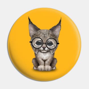 Cute Baby Lynx Cub Wearing Glasses Pin