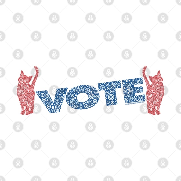 Red Cats Warming Up To Vote Blue Circle Design by pbdotman