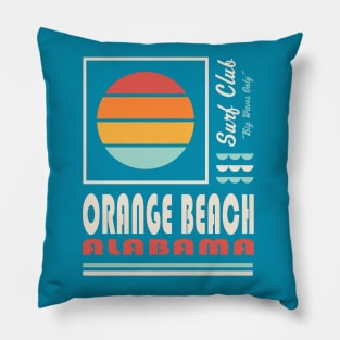 Orange Beach Alabama Retro Vintage Sunset Pillow