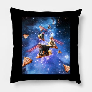 Space Laser Eye Cat Riding Pizza, Galaxy Cats Pillow