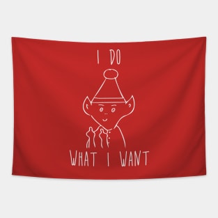 I Do What I Want - Santa's Elf Flipping the Bird Middle Finger Tapestry