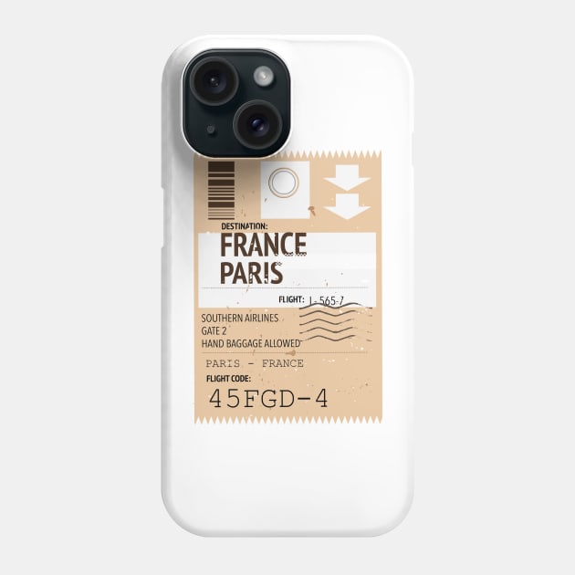 Paris France Travel ticket Phone Case by nickemporium1