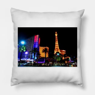 Eiffel Tower Paris and Ballys Hotel Las Vegas America Pillow