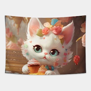 Cute Dessert Kitty 1 Tapestry