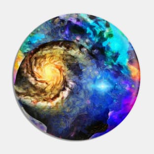 Vivid universe in woman head Pin