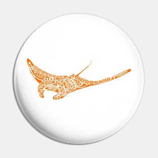 Orange manta ray tattoo style black background Pin