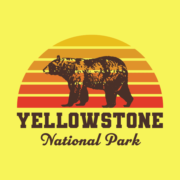 Yellowstone National Park Bear Sunset Yellow by PodDesignShop