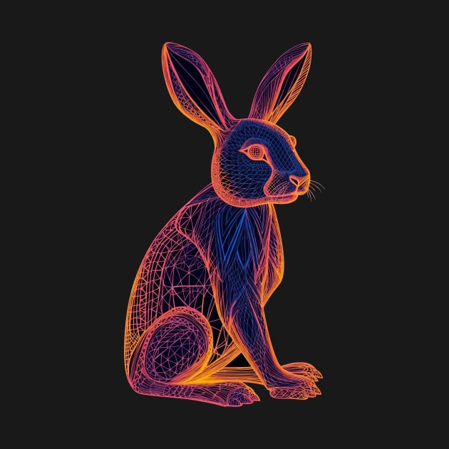 AI DMT Bunny Rabbit Art - Psychedelic Digital Drawing by TeeTrendz