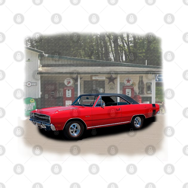 1969 Dart GT Sport in our filling station series on front and back by Permages LLC