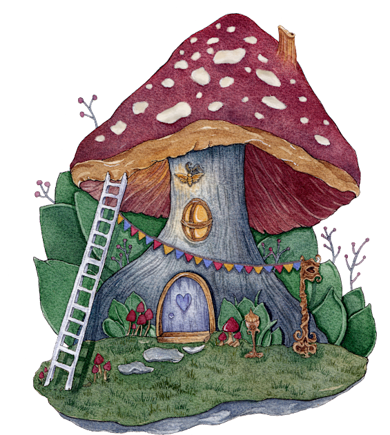 Mushroom House Kids T-Shirt by Pearl and Plam