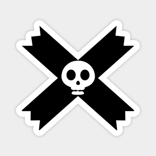 Skeletal Elegance: Black Cross with White Skull Magnet