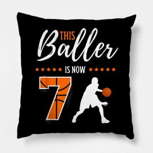 This Baller Is Now 7 7 Years Old Boys Basketball Pillow